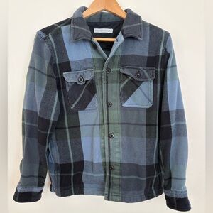 Outerknown Blue and Black Plaid Shirt Jacket